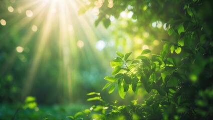 Poster - Natural outdoor bokeh backdrop in green and yellow shades.