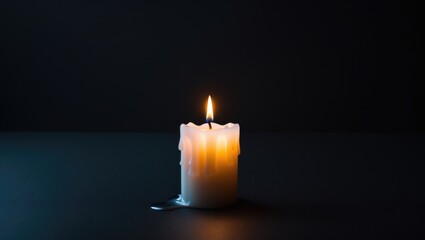 Aufkleber - Illuminate the darkness with a flickering candle, producing a cozy glow against a dark background, creating an enchanting ambiance.