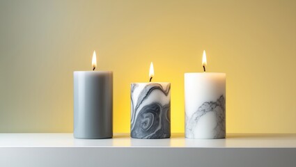 Poster - Holders with candles placed on a table against a wall in a room