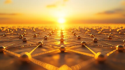 Poster - Golden Network Connection at Sunset