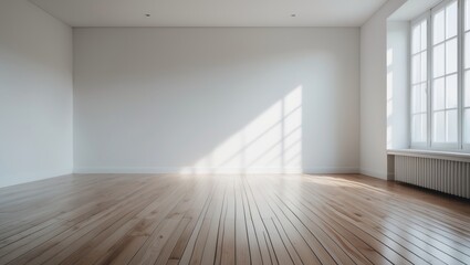 Poster - Minimalist Vacant Room with Spacious Window and Flooring