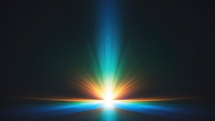 Poster - Multi-color spotlight illumination at the base for a bright screen. Display luxury ornamentation concept.