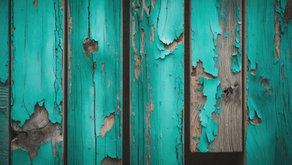 Poster - Old wooden boards with peeling paint