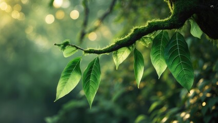 Poster - Nature of green leaf in garden. Natural green leaves as background cover page for environment ecology or greenery wallpaper.