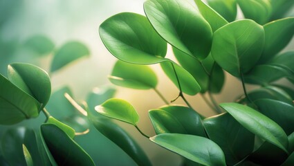Poster - Nature of dark green leaf in garden. Background cover page using natural green plants with leaves.
