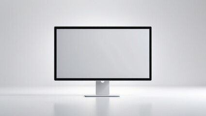 Poster - new model of computer monitor featuring a blank white screen set against a white backdrop