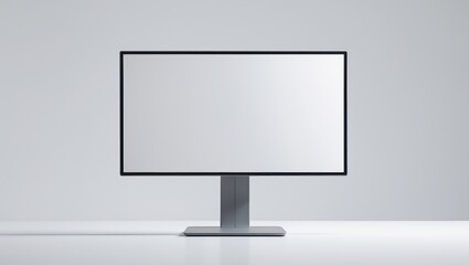 Poster - new model of computer monitor featuring a blank white screen set against a white backdrop