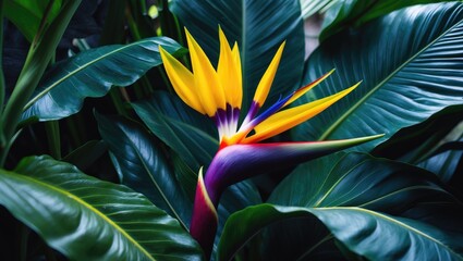 Aufkleber - colorful blossom on dark foliage backdrop