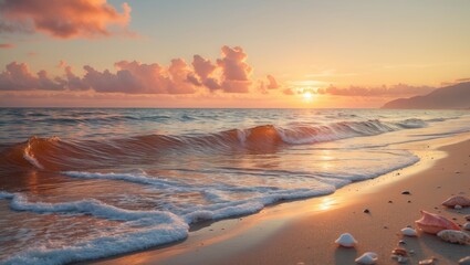 Aufkleber - Colorful sunrise over the ocean. Nature composition.