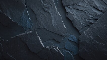 Poster - Dark slate background or texture in shades of black and grey.