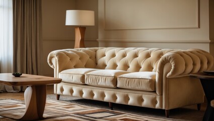 Aufkleber - Cozy domestic living area showcasing a luxurious sofa and elegant interior design.