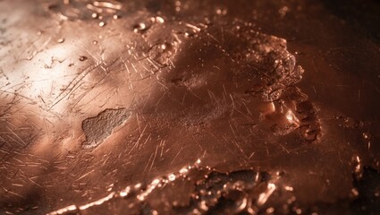 Aufkleber - Copper surface. Bronze backdrop. Metal plate featuring spots and scratches. Brown grunge texture.