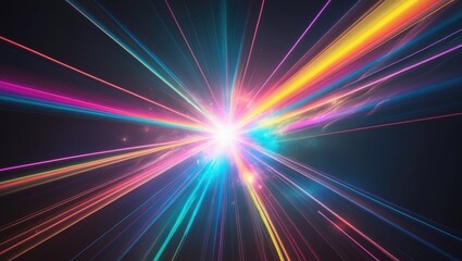 Poster - Colorful glow light flare sparks texture. Rays on a dark abstract background.