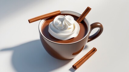 Poster - Delightful cup of hot chocolate topped with whipped cream and cinnamon sticks.