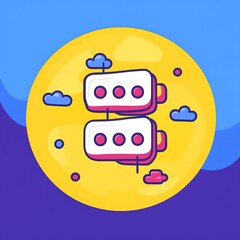 Poster - A whimsical cartoon illustration of two connected rectangular shapes