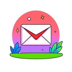 Poster - A simple cartoon illustration of an envelope on a gradient background