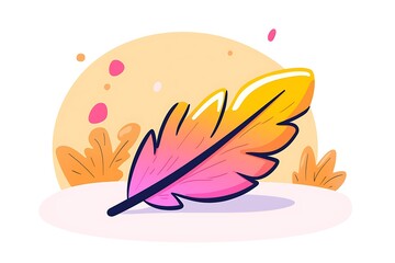 Poster - A colorful illustration of a single feather in a creative design