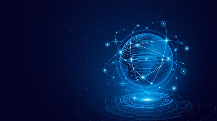 Aufkleber - Global connection network background. World map. High-speed internet technology concept or fast wireless data transmission. modern internet network connection technology background	