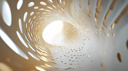 Wall Mural - abstract geometric tunnel pattern with light. hollow infinity. illustration