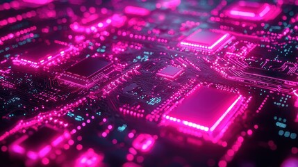 Poster - Neon Circuit Board: A Digital Abstract