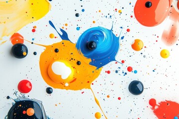 Poster - Colorful abstract shapes create a vibrant artistic expression on a white background, Colorful abstract shapes on white background