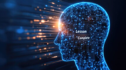 Poster - AI Learning Process Complete Digital Brain Circuitry Neural Network Lesson Completed