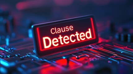 Poster - Cyber Security Alert Clause Detected Neon Sign on Circuit Board