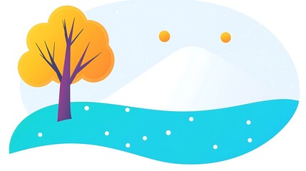 Poster - An abstract illustration showing a landscape with simple elements