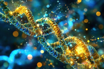 Leinwandbilder - Network of colorful connections illuminated over spinning DNA strands in a dynamic display, network of connections over dna strand spinning