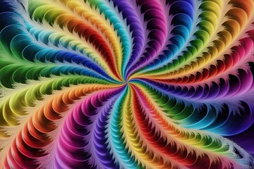 Leinwandbilder - Colorful psychedelic fractal pattern with rainbow energy and geometric shapes