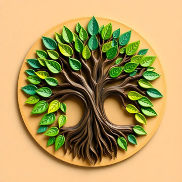 A digital illustration of a tree of life symbol, a root within a white background art illustration design