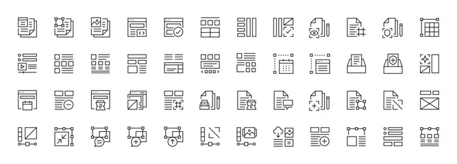 Leinwandbilder - Layout, UI/UX icons collection. User interface, essential, interface components, sitemap,  and more. Editable stroke. Pixel perfect.