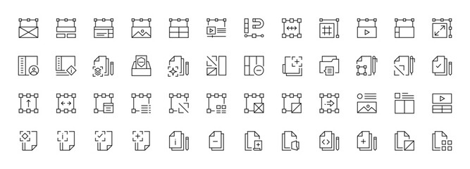 Leinwandbilder - Interface, UI/UX icons collection. User interface, essential, interface components, design, document, generate and more. Editable stroke. Pixel perfect.