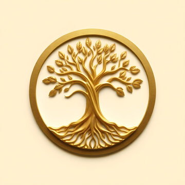 A digital illustration of a tree of life symbol, a root within a white background art illustration design
