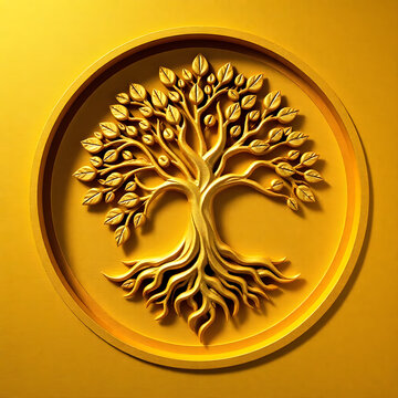 A digital illustration of a tree of life symbol, a root within a white background art illustration design
