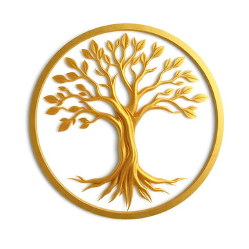 A digital illustration of a tree of life symbol, a root within a white background art illustration design
