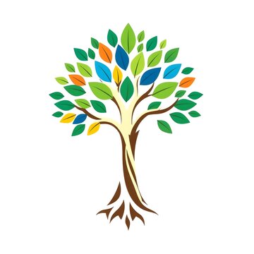 A digital illustration of a tree of life symbol, a root within a white background art illustration design
