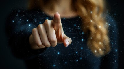Poster - Woman Interacting with Digital Network