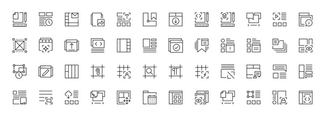 Leinwandbilder - Interface outline icons collection. User interface, essential, interface components and more. Editable stroke. Pixel perfect.