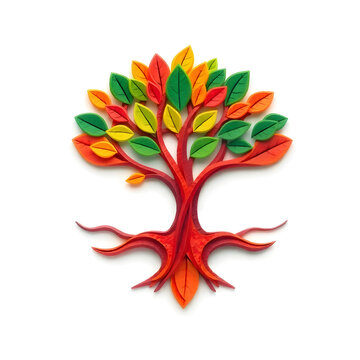 A digital illustration of a tree of life symbol, a root within a white background art illustration design
