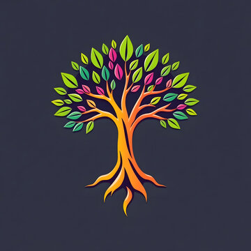 A digital illustration of a tree of life symbol, a root within a white background art illustration design

