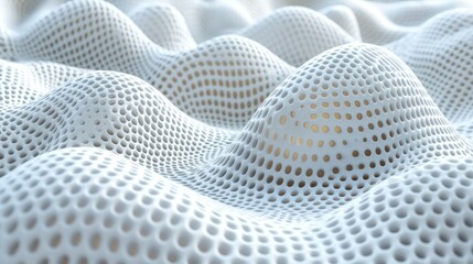 Poster - Abstract 3D Render: White Perforated Surface with Undulating Hills