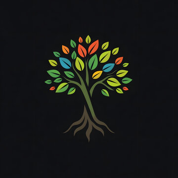 A digital illustration of a tree of life symbol, a root within a white background art illustration design
