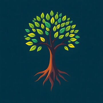 A digital illustration of a tree of life symbol, a root within a white background art illustration design
