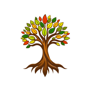 A digital illustration of a tree of life symbol, a root within a white background art illustration design
