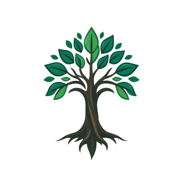 A digital illustration of a tree of life symbol, a root within a white background art illustration design
