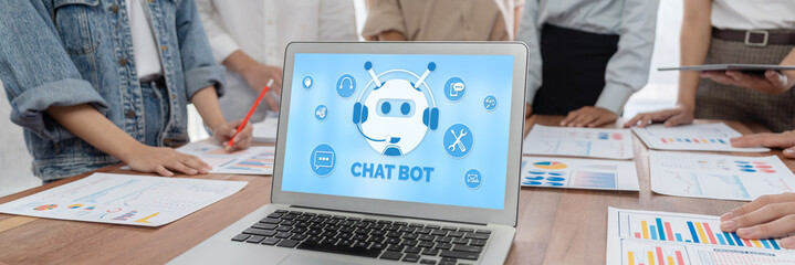 Fototapete - Chatbot software application for brisk online business that automatically reply to customer questions