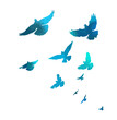 © Мария Неноглядова - blue birds. A flock of flying blue birds. hand drawing. Not AI. Vector illustration.
