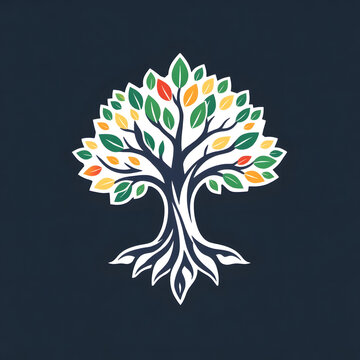 A digital illustration of a tree of life symbol, a root within a white background art illustration design