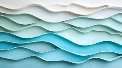 Poster - Wavy patterns in soft shades of blue and green create serene and calming atmosphere, perfect for modern decor